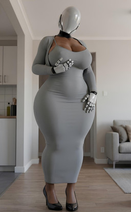 5_fingers big_breasts big_butt black_clothing black_footwear black_high_heels breasts butt clothed clothing curvy_figure cybernetic_arm cybernetic_hand cybernetic_head cybernetic_limb cybernetics dark_body dark_skin detailed_background dress faceless_character faceless_female faceless_humanoid female fingers footwear furniture grey_clothing grey_dress hands_on_hips high_heels hourglass_figure inside kitchen leg_outline long_dress looking_at_viewer low-angle_view machine navel_outline nipple_outline not_furry shoes sofa solo thick_thighs tight_clothing tight_dress touching_breast voluptuous voluptuous_female voluptuous_humanoid wide_hipped_female wide_hipped_humanoid wide_hips sularetal haydee_(game) haydee half_human humanoid robot robot_humanoid 2026 3d_(artwork) absurd_res digital_media_(artwork) hi_res