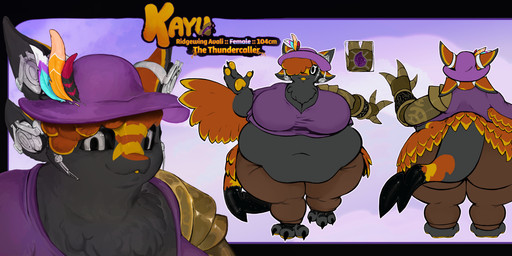 3_fingers 3_toes 4_ears anthro belly big_belly big_breasts black_arms black_belly black_body black_breasts black_claws black_feathers black_inner_ear black_legs black_sclera black_scutes black_tail_tip black_tuft black_wings blue_body blue_feathers bottomwear breasts brown_bottomwear brown_clothing brown_pants chest_tuft claws clothed clothed_anthro clothed_female clothing color_swatch dipstick_tail electricity energy_wings feather_hair feather_tuft feathered_wings feathers feet female female_anthro finger_claws fingers front_view furgonomic_headphones furgonomic_headwear furgonomics hair hair_over_eye hand_pawpads hat headgear headwear huge_belly huge_breasts lightning lightning_bolt lightning_tail looking_at_viewer magic_crystal magic_user markings mechanical_arm midriff multi_ear navel non-mammal_breasts non-mammal_navel obese obese_anthro obese_female orange_body orange_ears orange_feathers orange_wings overweight overweight_anthro overweight_female pants pawpads pseudo_hair purple_body purple_clothing purple_feathers purple_hat purple_headwear purple_shirt purple_topwear purple_wings rear_view red_body red_feathers scuted_feet scuted_hands scutes shirt side_view solo tail tail_crystal tail_markings tan_body tan_feathers toe_claws toes topwear tuft unusual_anatomy unusual_wings white_eyes winged_arms wings yellow_body yellow_feathers yellow_mouth yellow_pawpads gingerrey kayu_(wyldfyrteam) avali avian absurd_res bust_portrait hi_res portrait female_(lore)