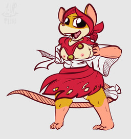 1_missing_limb amputee anthro barefoot biped bottomwear breasts clothed clothing disability exposed feet female hood missing_arm nipples open_clothing open_shirt open_topwear presenting presenting_breasts roma shirt simple_background single_amputee skirt solo topwear undressing 1upgobbo tooth_and_tail hopper_(tooth_and_tail) mammal murid murine rat rodent 2017 absurd_res hi_res