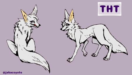 ear_piercing eyeliner female feral fur licking licking_lips long_ears makeup piercing purple_eyes sitting solo tongue tongue_out white_body white_fur jabacoyote tht_(tht) canid canine canis jackal mammal hi_res