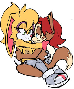 areola blue_eyes breasts brown_body brown_fur cybernetic_leg cybernetic_limb duo female fur green_eyes hair male male/female nipples nude nude_female red_hair simple_background tail white_background yellow_body yellow_fur nicole_chees archie_comics sega sonic_the_hedgehog_(archie) sonic_the_hedgehog_(comics) sonic_the_hedgehog_(series) bunnie_rabbot elias_acorn lagomorph leporid mammal rabbit rodent sciurid