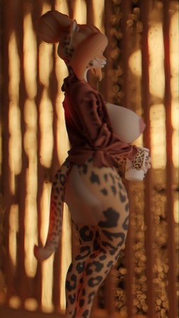 anthro areola big_breasts breasts butt clothed clothing container cup female genitals hair huge_breasts mug nipples nude shirt solo thick_thighs topwear ghostoast felid feline leopard mammal pantherine 3d_(artwork) 9:16 digital_media_(artwork) hi_res