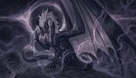 2_horns 4_fingers abstract_background ambiguous_gender back_mane black_body black_hole black_scales braided_mane claws countershade_scales countershading feral fingers grey_body grey_claws grey_countershading grey_horn grey_mane grey_scales grey_wings horn mane membrane_(anatomy) membranous_wings quadruped red_eyes scales sitting solo three-quarter_view wings efaru european_mythology mythology nix_(dracoexlibris) dragon mythological_creature mythological_scalie scalie western_dragon full-length_portrait grey_theme hi_res portrait