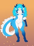 4_ears blue_body blue_fur blue_hair blue_lips blue_nipples breasts chest_tuft claws curvy_figure fangs female fluffy fluffy_chest fluffy_tail fur genitals hair horn innie_pussy lips long_hair long_tail multi_ear multicolored_body multicolored_fur neck_tuft nipples pussy small_breasts solo tail teeth thick_thighs tuft white_body white_fur zortrex mythology cloudy_(zortrex) dragon furred_dragon furred_scalie mythological_creature mythological_scalie scalie absurd_res hi_res