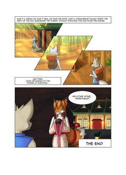 anthro building clothed clothing dialogue duo female house male male/female night plant tail text tree young friskykitsune canid canine fox mammal comic english_text hi_res