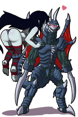 1_eye beak black_hair blade blue_body blue_skin butt chainsaw clothing coiling duo eyes_closed feet female floating footwear hair horn interspecies kissing legwear long_hair long_tail love machine male male/female membrane_(anatomy) membranous_wings metal pale_skin power_tool red_body red_eyes red_skin romantic romantic_couple shirt socks spikes tail tank_top teeth tools topwear wings saberkung adventure_time cartoon_network godzilla_(series) toho gigan marceline_abadeer alien humanoid kaiju monster robot vampire 2:3 hi_res