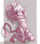 anthro breasts female hair kemono long_hair nipples simple_background solo kolshica felid mammal pantherine tiger