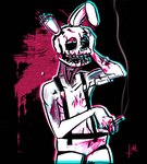 anthro blood bodily_fluids cigarette cigarette_smoke clothed clothing costume machine male markings smoke smoking solo sprinktrap five_nights_at_freddy's five_nights_at_freddy's_3 scottgames tumblr springtrap_(fnaf) william_afton_(fnaf) animatronic human humanoid mammal robot 2024 digital_media_(artwork)