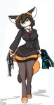 absolute_territory anthro big_breasts biped bottomwear breasts canid canine clothed clothing colored digital_drawing_(artwork) digital_extremes digital_media_(artwork) dipstick_ears dipstick_tail disney dominator_(psycho_pass) ear_markings female fox front_view fur furgonomics gun hi_res leggings legwear mammal markings miniskirt mrs._wilde multicolored_ears pace-maker ranged_weapon red_fox shaded skirt solo suit tail tail_markings tail_through_skirt tencent thick_thighs true_fox vasto_(warframe) walking warframe weapon zootopia