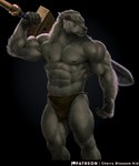 anthro biped black_background black_nipples black_nose bottomwear claws clothed clothing fangs finger_claws fur greatsword grey_body grey_fur holding_melee_weapon holding_object holding_sword holding_weapon loincloth loincloth_only male melee_weapon muscular muscular_anthro muscular_male navel nipples purple_eyes simple_background solo sword teeth topless weapon cherry_blossom_kid elden_ring fromsoftware blaidd_(elden_ring) canid canine canis mammal wolf 2023 digital_media_(artwork) hi_res portrait three-quarter_portrait