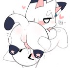 3_fingers 69_position anthro anus balls blush blush_stickers bodily_fluids cum cum_drip cum_in_mouth cum_inside cum_on_face dipstick_ears dipstick_tail dripping duo ear_markings eyes_closed fellatio fingers genital_fluids genitals handjob handjob_while_penetrated handjob_while_penetrating leg_markings looking_at_viewer looking_back looking_back_at_viewer lying male male/male markings multicolored_ears narrowed_eyebrows on_back on_top oral oral_penetration pawpads penetration penile pink_inner_ear pink_pawpads sex socks_(marking) sweat sweatdrop tail tail_markings white_body 32up domestic_cat felid feline felis mammal hi_res