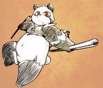 anthro belly biped clothed clothing kemono male navel red_eyes slightly_chubby solo weapon chiro_(artist) fanfan bear giant_panda mammal 2015