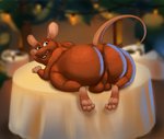 anthro anus backsack balls big_butt biped brown_body brown_fur butt detailed_background feet fur genitals male soles solo themorghull disney pixar ratatouille emile_(disney) mammal murid murine rat rodent 2021 absurd_res hi_res