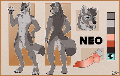 animal_genitalia animal_penis canine_ears canine_genitalia canine_penis canine_teeth front_view fully_sheathed fur genitals knot knotted_penis male multicolored_body multicolored_fur penis sheath rika_(artist) animal_humanoid canid canid_humanoid canine canine_humanoid canis humanoid mammal mammal_humanoid wolf hi_res tagme