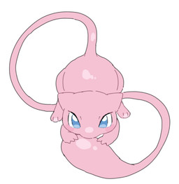 3_fingers ambiguous_gender blue_eyes blush feet feral fingers floating head_on_tail long_tail looking_at_viewer paws pink_body pink_tail simple_background solo tail white_background white_sclera yakiniku628 nintendo pokemon generation_1_pokemon legendary_pokemon mew_(pokemon) pokemon_(species) 2026 colored hi_res