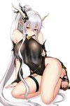 blush bodily_fluids breasts clothing female footwear hair horn humanoid_pointy_ears long_hair navel not_furry pointy_ears red_eyes sandals shoes simple_background solo sweat white_background white_hair ateoyh arknights hypergryph studio_montagne shining_(arknights) horned_humanoid humanoid 2019 absurd_res hi_res