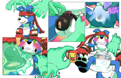 accessory ageplay anthro baby_powder balls black_chastity_cage black_nose black_pawpads blue_body blue_fur blush chastity_cage chastity_device chest_tuft claws clean_diaper clenched_teeth clothed clothing diaper disembodied_hand duo embarrassed fangs feet flaccid fluffy fluffy_chest forced forced_infantilism fur genitals ghost_hand glue headband hindpaw holding_pacifier humiliation infantilism male multicolored_body multicolored_fur pacifier pawpads paws penis permanent_chastity_device red_headband red_pacifier restrained roleplay simple_background solo_focus teeth toe_claws tuft urethra wearing_diaper white_background white_body white_fur wide_eyed yellow_eyes daire301 bandai_namco digimon canid canine digimon_(species) gaomon mammal 2025 digital_media_(artwork) hi_res