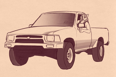 anthro bridge_piercing car clothing driving eyewear facial_piercing leaning_out_of_window light_truck nose_piercing nose_ring pickup_truck piercing ring_piercing shirt sunglasses tank_top tongue tongue_out topwear truck vehicle glopossum beruca_(glopossum) canid canine canis domestic_dog mammal shiba_inu spitz 2025 digital_media_(artwork) monochrome sepia sketch trans_(lore) trans_woman_(lore)