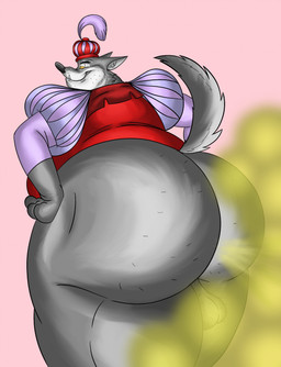 anthro balls big_butt butt clothed clothing fart fart_cloud fart_fetish farting_at_viewer gassy genitals grin looking_at_viewer looking_back looking_back_at_viewer male male_farting obese obese_anthro obese_male overweight overweight_anthro overweight_male partially_clothed presenting presenting_hindquarters raised_tail smelly smile solo tail teasing teasing_viewer thick_thighs sunflower_fox disney robin_hood_(disney) sheriff_of_nottingham canid canine canis mammal wolf hi_res