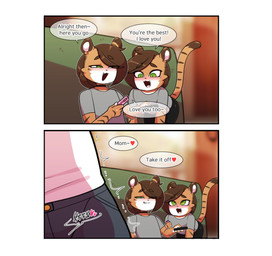 anthro blush brown_eyebrows brown_hair clothed clothing duo eyebrows female fingers fur green_eyes grey_clothing grey_shirt grey_topwear group hair inside markings open_mouth orange_body orange_ears orange_fur pink_tongue shirt striped_markings striped_tail stripes tail tail_markings teeth text tongue topwear trio white_body young young_anthro wherewolf felid mammal pantherine tiger comic english_text hi_res brother_(lore) brothers_(lore) incest_(lore) mother_(lore) mother_and_child_(lore) mother_and_son_(lore) parent_(lore) parent_and_child_(lore) parent_and_son_(lore) sibling_(lore) son_(lore)