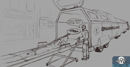 ambulance anthro apode clothed clothing cold dialogue duo female forked_tongue humor legless male restaurant serpentine speech_bubble stop_sign text tongue tongue_out tongue_stuck_to_pole vstlm sol_mates mel_(sol_mates) draconcopode hog-nosed_snake human mammal naga najani_(sol_mates) reptile scalie snake english_text hi_res