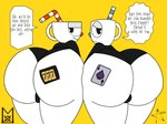 butt duo male male/male presenting presenting_hindquarters text young mox_mouse naughty_astrii cuphead_(game) cuphead_(character) mugman english_text