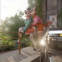 anal anal_orgasm anal_penetration anthro antlers bodily_fluids butt butt_grab car clothed clothing collar cum cum_in_ass cum_inside doggystyle duo ejaculation exhibitionism femboy femboy/femboy from_behind_position genital_fluids genitals hand_on_butt hands-free horn hung_bottom hung_femboy josou_seme knot knotted_penis legwear looking_pleasured male male/male male_penetrated male_penetrating male_penetrating_male orgasm outside partially_clothed penetration penile penile_penetration penis penis_in_ass plant public public_exposure public_sex sex thigh_highs tree vehicle wings sanythefox rabbid_foulfellow_(sanythefox) sany_van_fox canid canine fox lagomorph mammal wolpertinger 1:1 3d_(artwork) absurd_res digital_media_(artwork) hi_res
