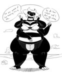 2020 3_claws 3_toes 4_arms 4_claws 4_fingers aliasing anthro asking asking_viewer beach belly belly_overhang belly_scales big_belly big_breasts bikini bikini_only biped black_and_white black_text breasts claws cleavage cleavage_overflow clothed clothed_anthro clothed_female clothing cloud countershade_crotch countershade_neck countershade_torso countershading dark_sclera dialogue digital_drawing_(artwork) digital_media_(artwork) english_text eyelashes facial_markings feet female female_anthro finger_claws fingers front_view full-length_portrait generation_4_pokemon gesture giratina hand_gesture hand_on_belly hand_on_own_belly hatching_(art) head_markings huge_breasts huge_thighs keg legendary_pokemon linked_speech_bubble mara_(thatoneaceguy) markings mask_(marking) monochrome multi_arm multi_limb navel nintendo non-mammal_navel obese obese_anthro obese_female open_mouth outside overweight overweight_anthro overweight_female partially_clothed partially_clothed_anthro partially_clothed_female pointing pointing_at_self pokemon pokemon_(species) pokemorph portrait sand scales sea seaside shaded shadow simple_background skimpy sky solo speech_bubble standing strap_pull swimwear talking_to_viewer text thatoneaceguy thick_thighs toe_claws toes tongue water weight_conscious white_background