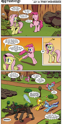 bat_(object) blue_eyes blue_hair chasing clothing cricket_bat cutie_mark dialogue exclamation_point feathered_wings feathers female glowing grass hair hat headgear headwear horn humor interrobang levitation magic male multicolored_hair outside pink_hair plant purple_eyes question_mark rock shrub stick text tree twig two_tone_hair wings yellow_body yellow_feathers pony-berserker friendship_is_magic hasbro my_little_pony mythology fluttershy_(mlp) minuette_(mlp) mr._cake_(mlp) mrs._cake_(mlp) pinkie_pie_(mlp) earth_pony equid equine horse mammal mythological_creature mythological_equine pegasus pony timberwolf_(mlp) unicorn 2013 absurd_res comic english_text hi_res url