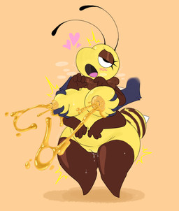 4_arms ambiguous_gender antennae_(anatomy) anthro bodily_fluids breast_grab breast_squeeze breasts colored_milk disembodied_hand dripping duo dwarfism female female/ambiguous female_focus food front_view genital_fluids genitals groping_from_behind hand_on_breast honey_(food) lactating lactating_honey looking_pleasured multi_arm multi_limb nipples non-mammal_breasts non-mammal_nipples nude open_mouth shortstack slightly_chubby solo_focus squeezing standing unusual_bodily_fluids unusual_lactation vaginal_fluid_drip vaginal_fluids vulva wide_hips yellow_body nylonhellhole arthropod bee hymenopteran insect 2023 digital_media_(artwork) full-length_portrait hi_res portrait