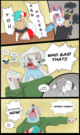 angry anthro bottomwear clothed clothing crossdressing female forced hand_holding male pants school school_uniform skirt student teacher text uniform matachu nintendo pokemon havoc_(matachu) sid_(matachu) stacy_(matachu) alolan_form alolan_sandshrew beartic eeveelution generation_2_pokemon generation_5_pokemon generation_6_pokemon generation_7_pokemon mareep pokemon_(species) regional_form_(pokemon) sylveon umbreon absurd_res comic english_text hi_res