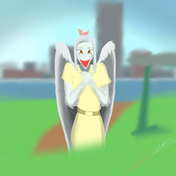 abstract_background amber_eyes anthro blue_sky bodily_fluids bow_(feature) clothing crying dress elbow_feathers eyelashes feathered_wings feathers female fingers grey_body grey_hair grey_scales hair long_hair looking_at_viewer open_mouth open_smile outside scales sky smile solo tears tears_of_joy wings art_le_fox cavemanon_studios goodbye_volcano_high ko_op_(game_developer) snoot_game fang_(gvh) prehistoric_species pterosaur reptile scalie 1:1 2023 digital_drawing_(artwork) digital_media_(artwork) hi_res signature