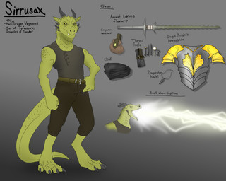 anthro breath_powers claws clothing electricity electricity_breathing electricity_manipulation elemental_manipulation equipment horn lightning_bolt male melee_weapon scales solo sword tail text weapon malwarewolf404 mythology sirrusax dragon half-dragon mythological_creature mythological_scalie scalie 5:4 absurd_res english_text hi_res model_sheet