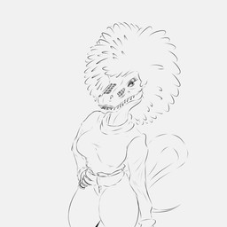 afro anthro belly_grab big_breasts bottomwear breasts clothing eyelashes eyeshadow female hand_on_hip hip_grab lips looking_at_viewer makeup non-mammal_breasts pants scales simple_background slightly_chubby solo sweater tail teeth thick_lips thick_thighs topwear white_background wide_hips heelipmo dinosaur prehistoric_species reptile saurischian scalie theropod 1:1 absurd_res hi_res monochrome sketch