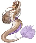 anthro breasts female fin gift mermaid_tail nipples pose scales solo split_form stronkfurry tori abyssinian_cat domestic_cat felid feline felis mammal marine merfolk pinup sketch