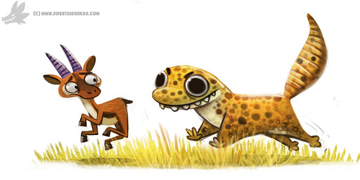 ambiguous_gender angry black_eyes brown_body brown_fur brown_scales chasing duo fangs feral fur grass horn humor jumping looking_at_another looking_back looking_back_at_another plant predator/prey pun running scales scared simple_background tan_body tan_fur tan_scales teeth text visual_pun white_background piper_thibodeau antelope bovid eublepharid gazelle gecko leopard_gecko lizard mammal reptile scalie digital_media_(artwork) digital_painting_(artwork) painting_(artwork) url