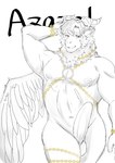 anthro balls chain erection genitals horn male muscular muscular_anthro muscular_male navel nipples nude pecs penis solo wings dandelion860 lifewonders tokyo_afterschool_summoners azazel_(tas) angel bovid caprine goat mammal sketch