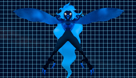 alternate_form anthro armor beak black_body black_clothing black_eyes black_feathers blue_hair bottomwear breastplate clothing cosmic_background cosmic_wings eyeliner feathers feet female fighting_pose geometric_background grid_background hair long_hair looking_at_viewer makeup messy_hair open_mouth pattern_background pose screaming sharp_talons simple_background sky solo spread_wings star starry_background starry_sky talons toes tongue tongue_out torn_bottomwear torn_clothing wide_hips winged_arms wings yellow_sclera lorded voidwillow_(modeler) undertale_yellow martlet_(zenith_form) avian bird 3d_(artwork) 7:4 digital_media_(artwork) hi_res