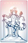 2018 :3 anthro biped blindfold border breasts card card_template chest_tuft claws conditional_dnp crossed_legs digitigrade english_text featureless_breasts featureless_crotch felid female flora_(twokinds) fortune_telling fur gradient_background hair hi_res holding_object judgement_(tarot) keidran major_arcana mammal melee_weapon monochrome nude pantherine parody pillar simple_background sitting sketch smile solo striped_body striped_fur stripes sword tail tarot tarot_card text tiger tom_fischbach tuft twokinds weapon weighing_scale white_border