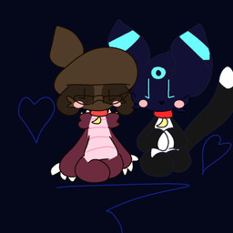 anthro blush cat_costume clothing collar costume dragon_costume duo female female/female heart_symbol male moon romantic romantic_couple simple_background arte_misee nintendo pokemon missy_(arte_misee) eeveelution generation_2_pokemon pokemon_(species) smeargle umbreon 1:1 trans_(lore) trans_woman_(lore)