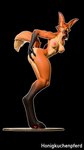 anthro areola big_ears breasts female fingers green_eyes long_ears long_legs nipples nude raised_tail simple_background solo tail honigkuchenpferd athena_(dayumboai) canid canine mammal maned_wolf 3d_(artwork) digital_media_(artwork) hi_res