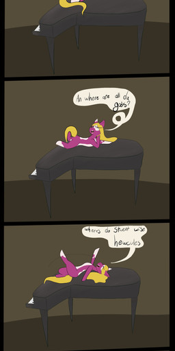 baby_talk blonde_hair dancing dialogue featureless_crotch female feral grand_piano hair keyboard_instrument musical_instrument piano purple_body quadruped seductive simple_background solo speech_bubble tail text yellow_tail julie_(artist) fluffy_pony princess_(julie) fluffy_pony_(species) mammal 2023 absurd_res comic cropped digital_media_(artwork) english_text hi_res long_image tall_image