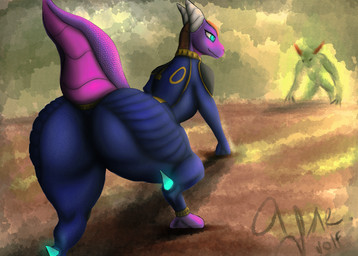 ass_up big_butt butt clothed clothing duo feral huge_butt male thick_thighs tight_clothing 0mr-wolf0 fallout microsoft mythology kirk deathclaw dragon mammal mythological_creature mythological_scalie reptile scalie absurd_res hi_res