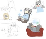 anthro clothing duo eyes_closed furniture male shirt sitting slightly_chubby sofa topwear tekimi animal_crossing nintendo curt_(animal_crossing) villager_(animal_crossing) bear human mammal 2011