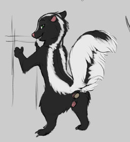 animal_genitalia animal_vulva anthro anus black_body black_fur butt buttplug claws cork cork_in_butt ears_back female fluffy fluffy_tail fur genitals green_eyes grin improvised_sex_toy looking_at_viewer looking_back object_in_ass pink_nose pivoted_ears plug_(sex_toy) presenting presenting_hindquarters rear_view sex_toy smile solo tail toe_claws vulva folvondusque dreamworks over_the_hedge stella_(over_the_hedge) mammal mephitid skunk hi_res