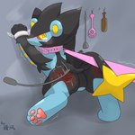 1:1 4_toes ambiguous_gender butt butt_slap cuff_(restraint) digitigrade featureless_crotch feet feral generation_4_pokemon handcuffs hi_res hindpaw jayfeather233 leash leash_pull looking_back luxray metal_cuffs nintendo null pawpads paws pokemon pokemon_(species) quadruped rear_view restraints slap solo spank_marks spanking tail toes