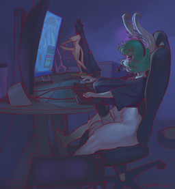 animal_genitalia animal_penis balls big_balls big_butt big_penis butt clothing computer computer_mouse electronics equine_genitalia equine_penis flared_penis genitals gynomorph headgear headphones headset headset_microphone huge_balls huge_flare huge_penis humanoid_pointy_ears intersex keyboard medial_ring oversized_clothing oversized_topwear penis pointy_ears shortstack sitting solo thick_thighs topwear vein veiny_penis wide_hips santafire league_of_legends riot_games tencent vex_(lol) humanoid yordle hi_res