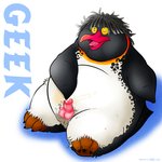 anthro balls belly black_body bodily_fluids cum cum_on_belly cum_on_body ejaculation erection eyes_closed genital_fluids genitals humanoid_genitalia humanoid_penis kemono male masturbation open_mouth orgasm overweight overweight_anthro overweight_male penile penile_masturbation penis simple_background sitting small_penis solo text tongue white_background white_body norataro surf's_up zeke_topanga avian bird emperor_penguin penguin 1:1 2008 censored english_text mosaic_censorship