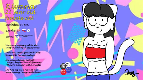 anthro female flag fur pattern_background simple_background solo text white_body white_fur adiaz kivana_(adiaz) domestic_cat felid feline felis mammal english_text model_sheet