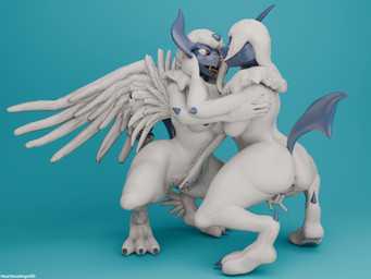 3_toes anthro anus blue_anus blue_background blue_body blue_claws blue_skin blue_vulva breasts butt claws crouching duo eye_contact feathered_wings feathers feet female fingering fur genitals hair looking_at_another navel nude open_mouth pokemorph red_eyes simple_background toe_claws toes tongue tongue_out vaginal vaginal_fingering vulva white_body white_feathers white_fur white_hair wings heartlessangel3d nintendo pokemon absol generation_3_pokemon generation_6_pokemon mega_absol mega_evolution pokemon_(species) 3d_(artwork) 4:3 blender_(artwork) digital_media_(artwork) hi_res